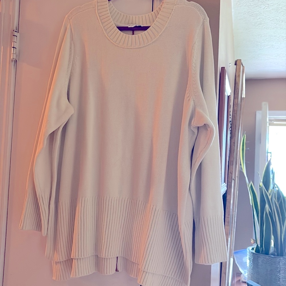Peace Love World Cream 100% cotton oversized sweater Size 3x